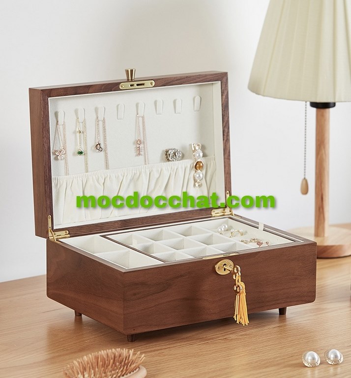 Hộp đựng đồ trang sức bằng gỗ có khoá