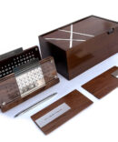 bộ lịch gỗ làm quà tặng, hộp đựng gỗ viền inox