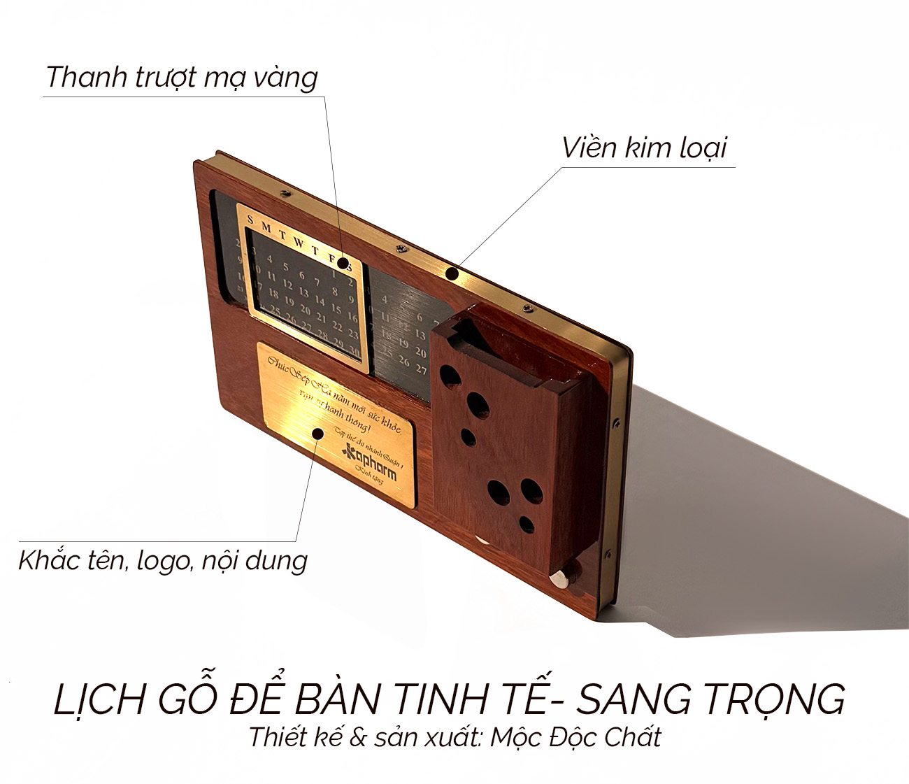 sản xuất lịch gỗ để bàn sang trọng