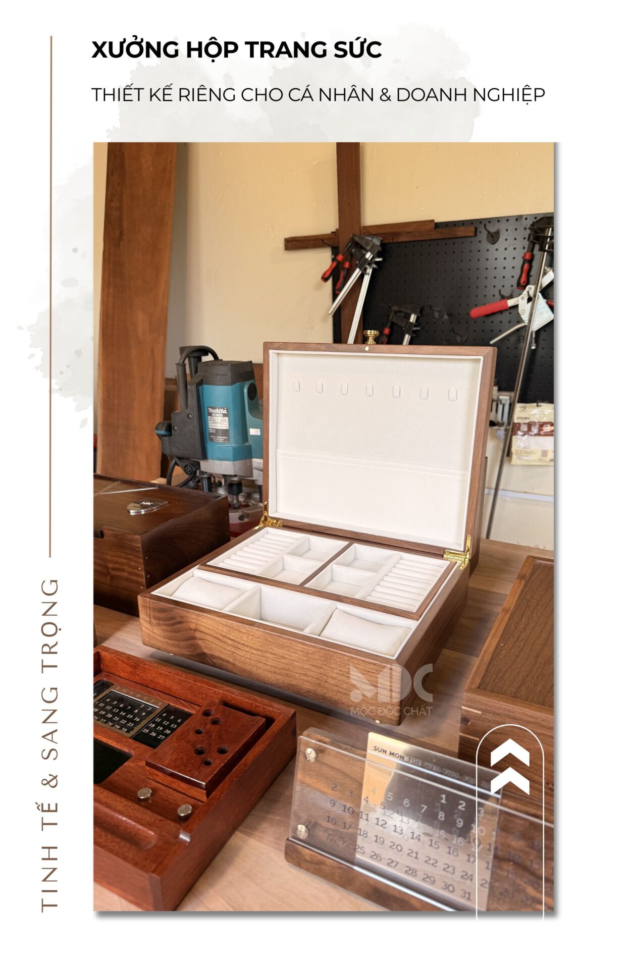 xưởng sản xuất hộp đựng trang sức bằng gỗ