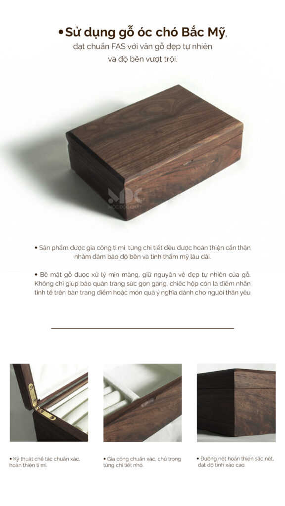 hộp trang sức gỗ óc chó